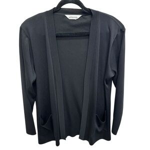 Exclusively Misook women’s cardigan sweater black open front medium casual